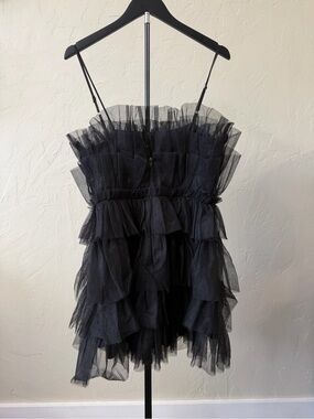 Altar'd State Black Tiered Tulle Mini Dress